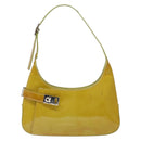 Salvatore Ferragamo Gancini Bag Patent leather Yellow Silver Auth 139287-13