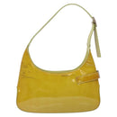 Salvatore Ferragamo Gancini Bag Patent leather Yellow Silver Auth 139287-2