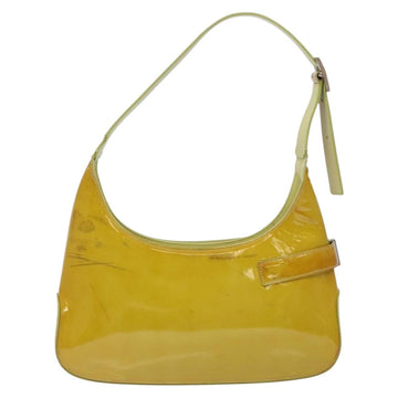 Salvatore Ferragamo Gancini Bag Patent leather Yellow Silver Auth 139287 - 0