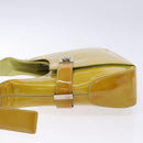 Salvatore Ferragamo Gancini Bag Patent leather Yellow Silver Auth 139287-4