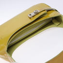 Salvatore Ferragamo Gancini Bag Patent leather Yellow Silver Auth 139287-6