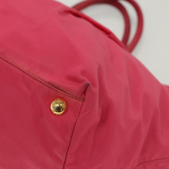 PRADA Hand Bag Nylon Pink Gold Auth 139304