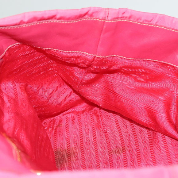 PRADA Hand Bag Nylon Pink Gold Auth 139304