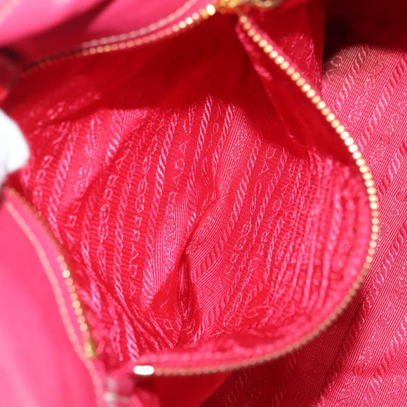 PRADA Hand Bag Nylon Pink Gold Auth 139304