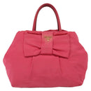 PRADA Hand Bag Nylon Pink Gold Auth 139304-13