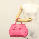 PRADA Hand Bag Nylon Pink Gold Auth 139304-23