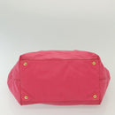 PRADA Hand Bag Nylon Pink Gold Auth 139304-5