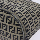 FENDI Zucchino Canvas Mamma Baguette Shoulder Bag Navy Gold Auth 139307-15