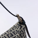 FENDI Zucchino Canvas Mamma Baguette Shoulder Bag Navy Gold Auth 139307-10