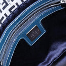 FENDI Zucchino Canvas Mamma Baguette Shoulder Bag Navy Gold Auth 139307-18