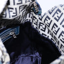 FENDI Zucchino Canvas Mamma Baguette Shoulder Bag Navy Gold Auth 139307-19