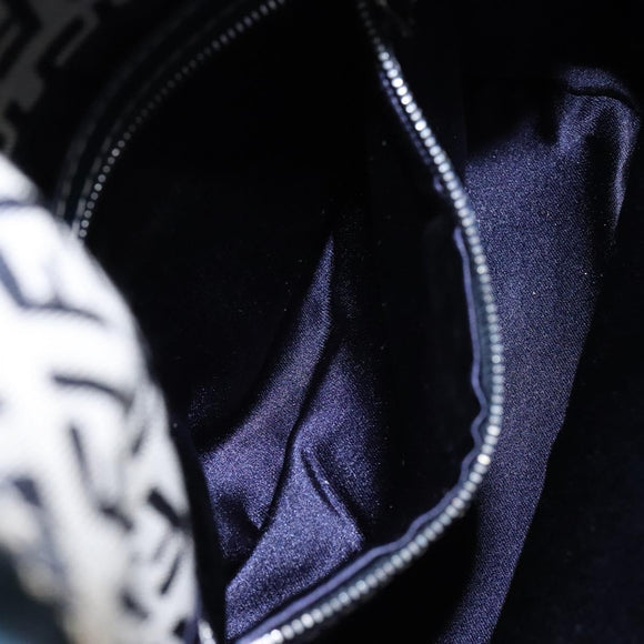 FENDI Zucchino Canvas Mamma Baguette Shoulder Bag Navy Gold Auth 139307