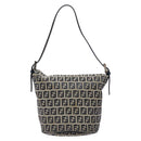 FENDI Zucchino Canvas Mamma Baguette Shoulder Bag Navy Gold Auth 139307-2