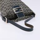 FENDI Zucchino Canvas Mamma Baguette Shoulder Bag Navy Gold Auth 139307-7