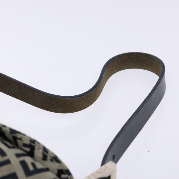 FENDI Zucchino Canvas Mamma Baguette Shoulder Bag Navy Gold Auth 139307