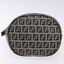 FENDI Zucchino Canvas Mamma Baguette Shoulder Bag Navy Gold Auth 139307-5