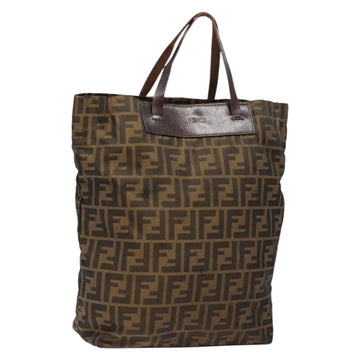 FENDI Zucca Canvas Hand Bag Black Brown Auth 139308