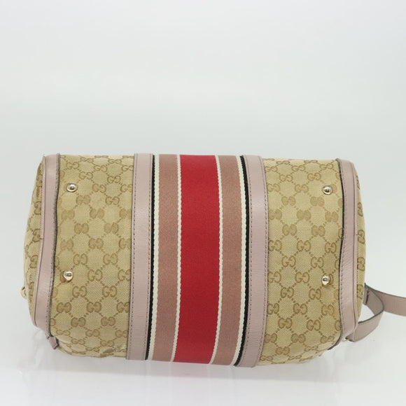 GUCCI GG Canvas Sherry Line Hand Bag 2way Beige Gold 247205 Auth 139336