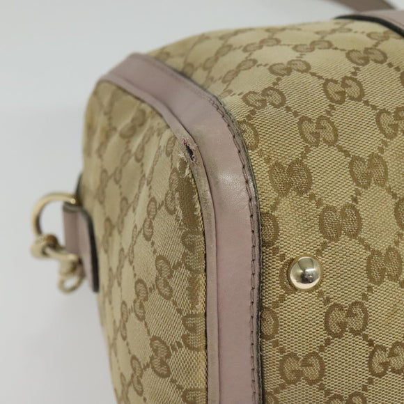 GUCCI GG Canvas Sherry Line Hand Bag 2way Beige Gold 247205 Auth 139336