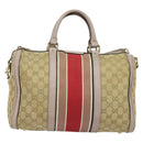 GUCCI GG Canvas Sherry Line Hand Bag 2way Beige Gold 247205 Auth 139336-13