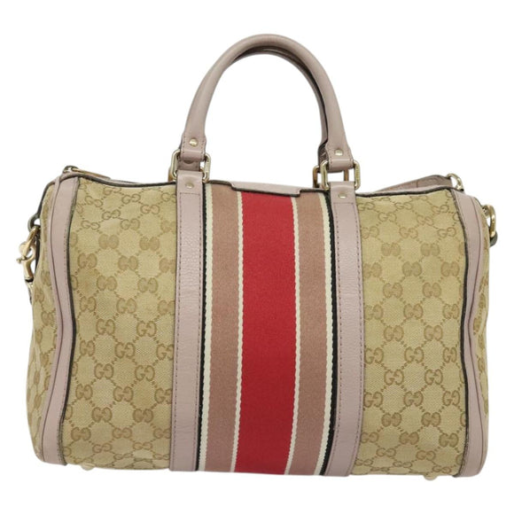 GUCCI GG Canvas Sherry Line Hand Bag 2way Beige Gold 247205 Auth 139336