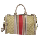 GUCCI GG Canvas Sherry Line Hand Bag 2way Beige Gold 247205 Auth 139336-2