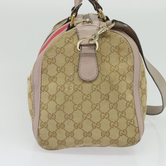 GUCCI GG Canvas Sherry Line Hand Bag 2way Beige Gold 247205 Auth 139336