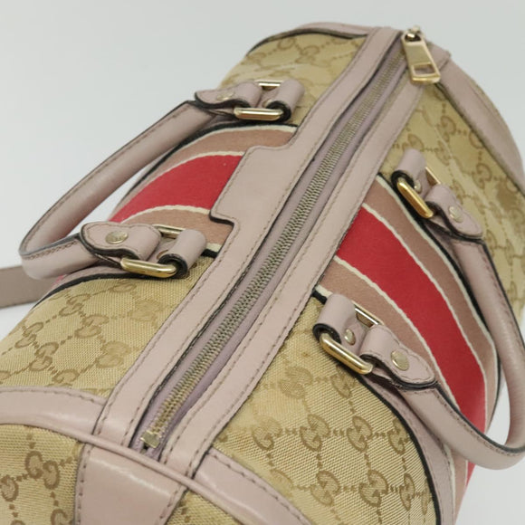 GUCCI GG Canvas Sherry Line Hand Bag 2way Beige Gold 247205 Auth 139336