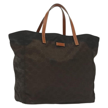 GUCCI GG Canvas Tote Bag Nylon Brown 282439 Auth 139337