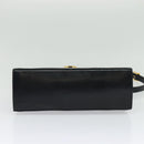 Salvatore Ferragamo Gancini Hand Bag Leather 2way Black Gold Auth 139351-5