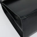 Salvatore Ferragamo Gancini Hand Bag Leather 2way Black Gold Auth 139351-9