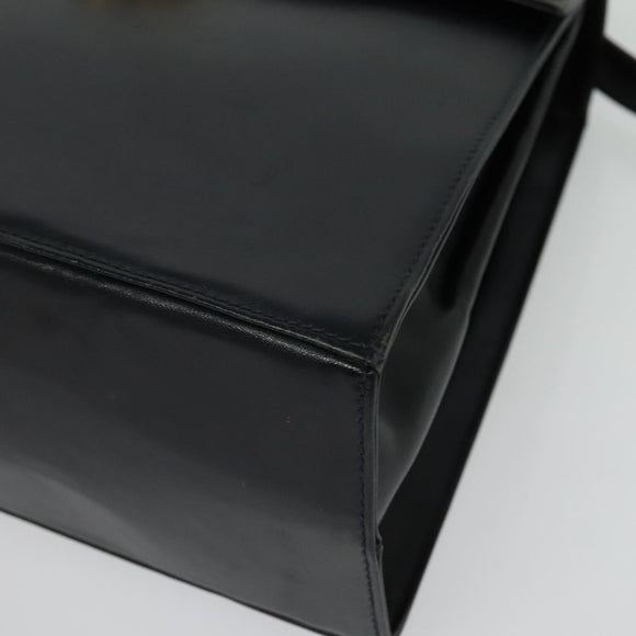 Salvatore Ferragamo Gancini Hand Bag Leather 2way Black Gold Auth 139351