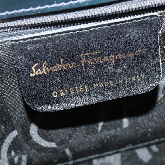 Salvatore Ferragamo Gancini Hand Bag Leather 2way Black Gold Auth 139351