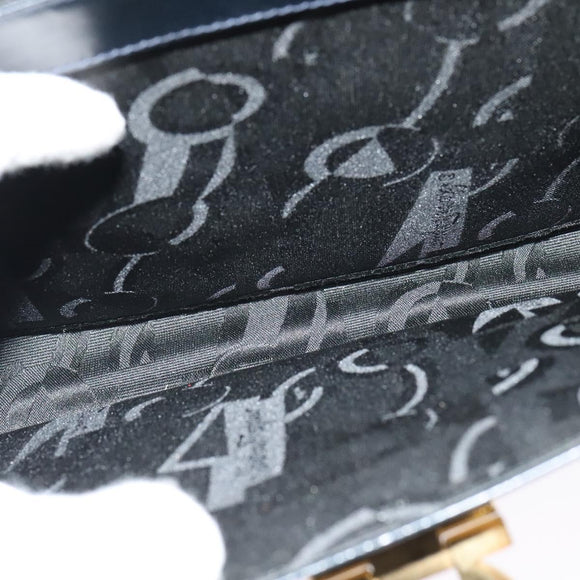 Salvatore Ferragamo Gancini Hand Bag Leather 2way Black Gold Auth 139351