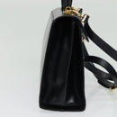 Salvatore Ferragamo Gancini Hand Bag Leather 2way Black Gold Auth 139351-3