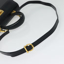 Salvatore Ferragamo Gancini Hand Bag Leather 2way Black Gold Auth 139351-8