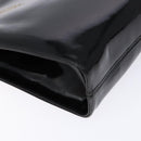 Salvatore Ferragamo Gancini Chain Shoulder Bag Enamel Black Gold Auth 139352-13