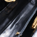 Salvatore Ferragamo Gancini Chain Shoulder Bag Enamel Black Gold Auth 139352-17