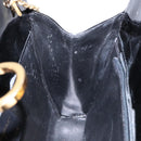 Salvatore Ferragamo Gancini Chain Shoulder Bag Enamel Black Gold Auth 139352-18