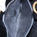 Salvatore Ferragamo Gancini Chain Shoulder Bag Enamel Black Gold Auth 139352-20