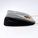 Salvatore Ferragamo Gancini Chain Shoulder Bag Enamel Black Gold Auth 139352-4
