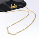 Salvatore Ferragamo Gancini Chain Shoulder Bag Enamel Black Gold Auth 139352-7