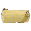 CHANEL New Travel Shoulder Bag Nylon Yellow Silver CC Auth 139359-1