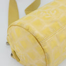 CHANEL New Travel Shoulder Bag Nylon Yellow Silver CC Auth 139359-14