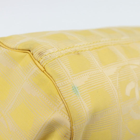CHANEL New Travel Shoulder Bag Nylon Yellow Silver CC Auth 139359