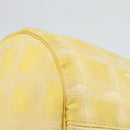 CHANEL New Travel Shoulder Bag Nylon Yellow Silver CC Auth 139359-10