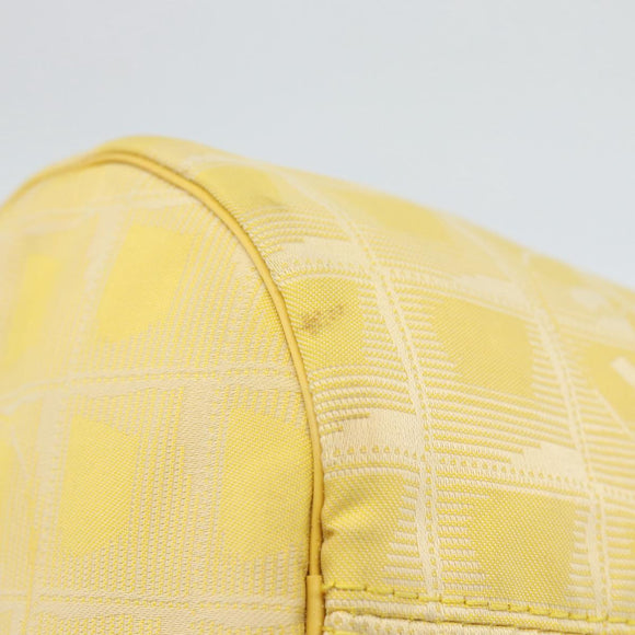 CHANEL New Travel Shoulder Bag Nylon Yellow Silver CC Auth 139359