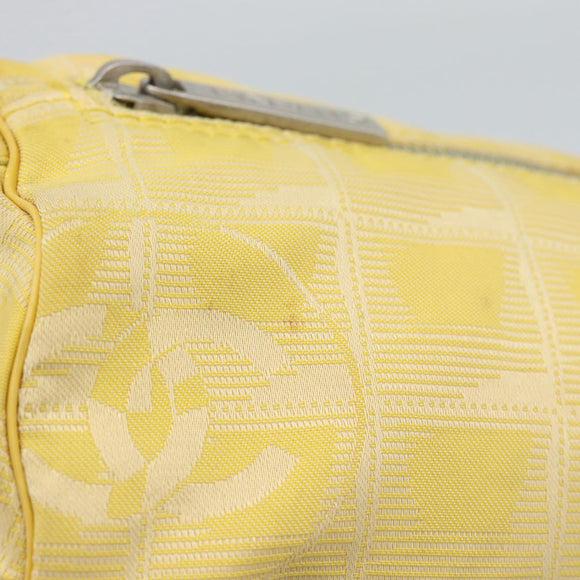 CHANEL New Travel Shoulder Bag Nylon Yellow Silver CC Auth 139359