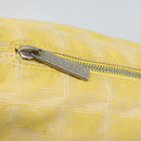 CHANEL New Travel Shoulder Bag Nylon Yellow Silver CC Auth 139359-11