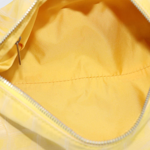 CHANEL New Travel Shoulder Bag Nylon Yellow Silver CC Auth 139359